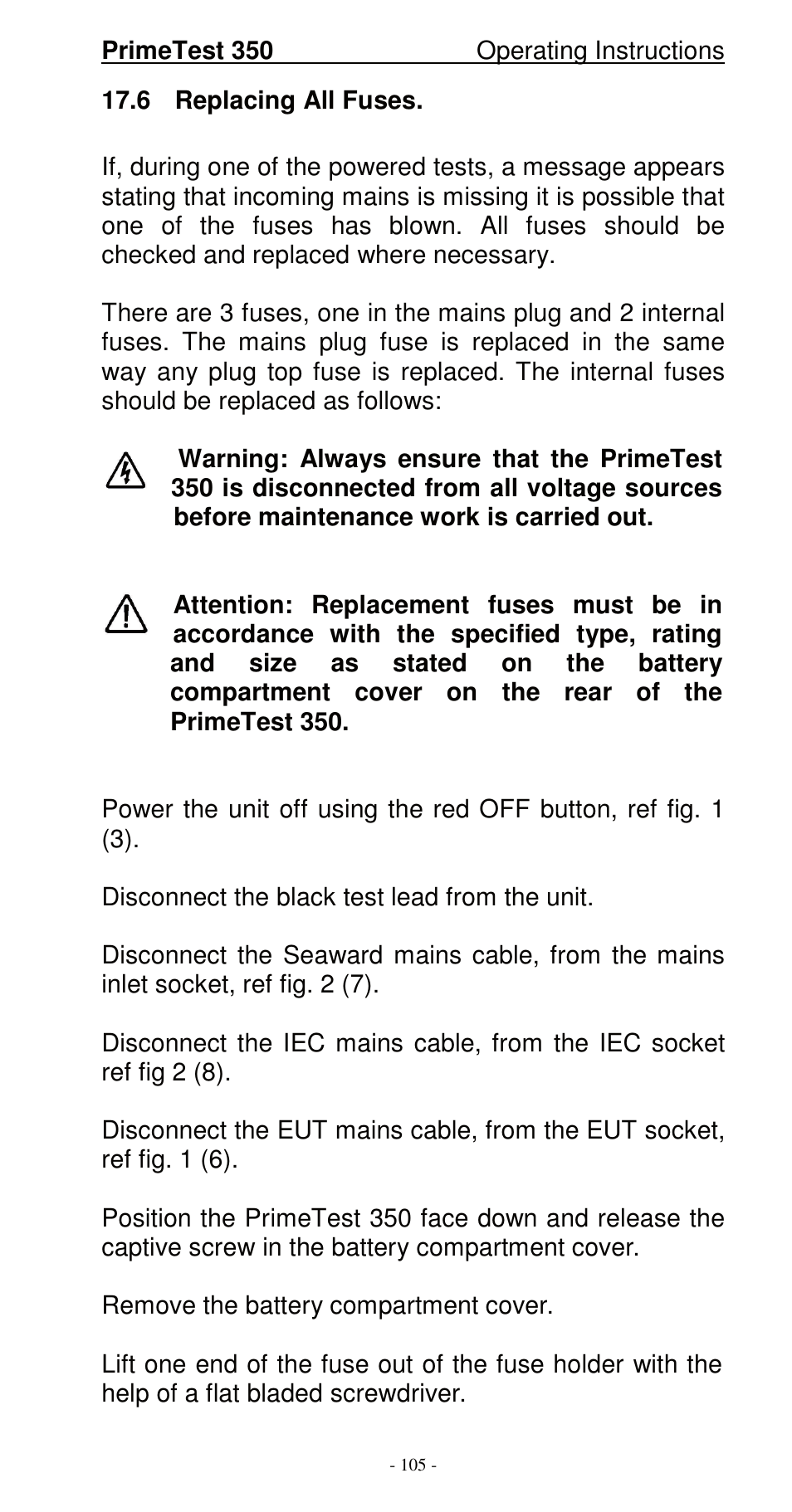 Seaward 350 PrimeTest User Manual | Page 106 / 112