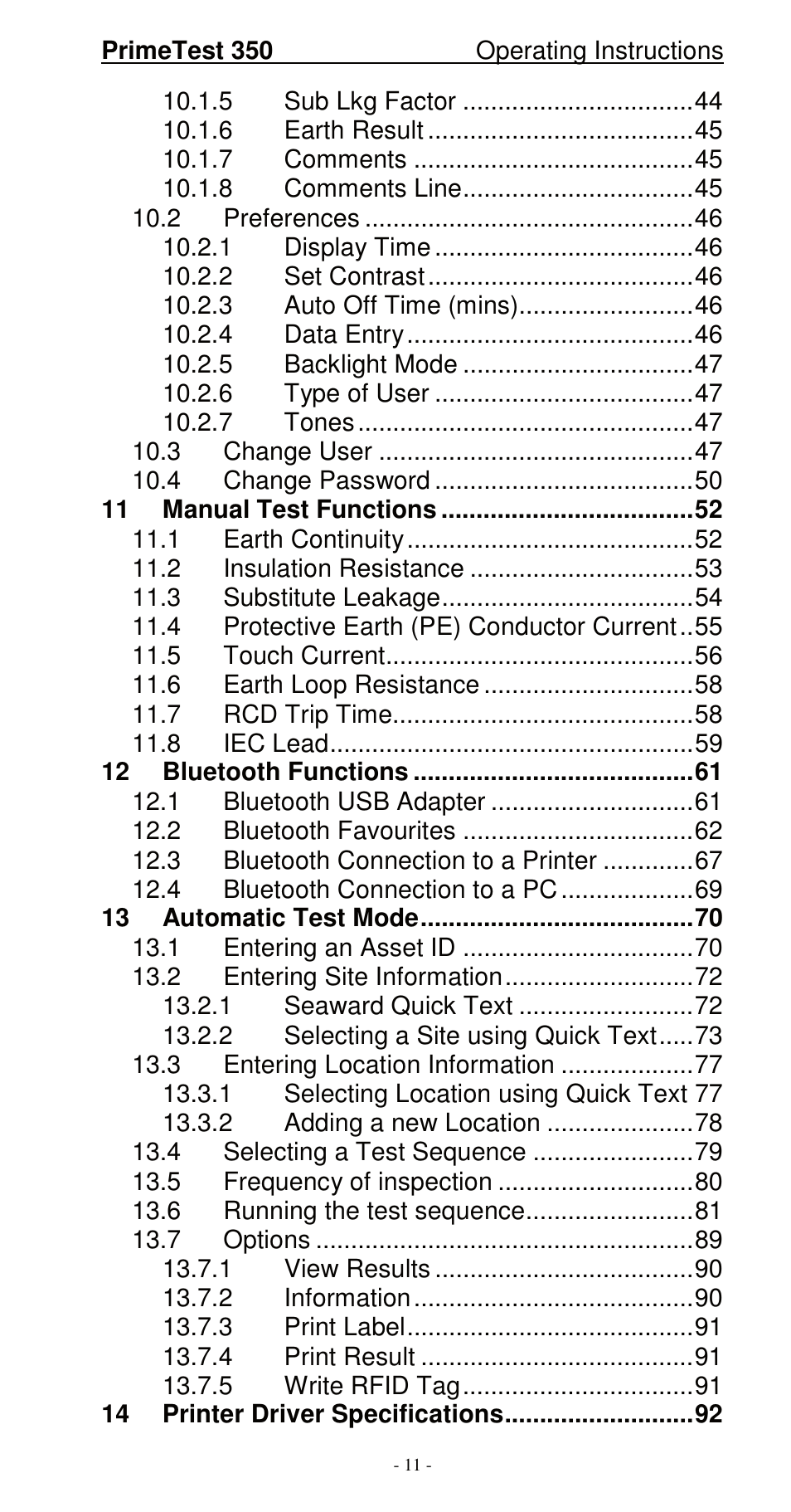 Seaward 350 PrimeTest User Manual | Page 12 / 112