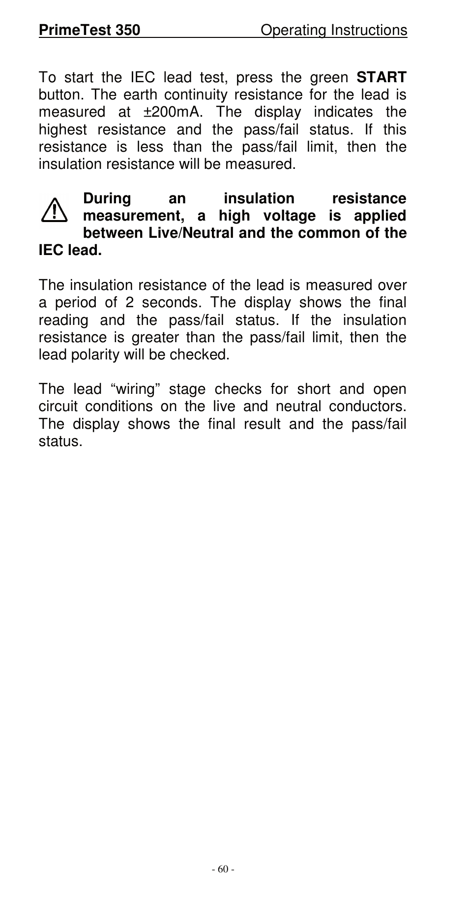 Seaward 350 PrimeTest User Manual | Page 61 / 112