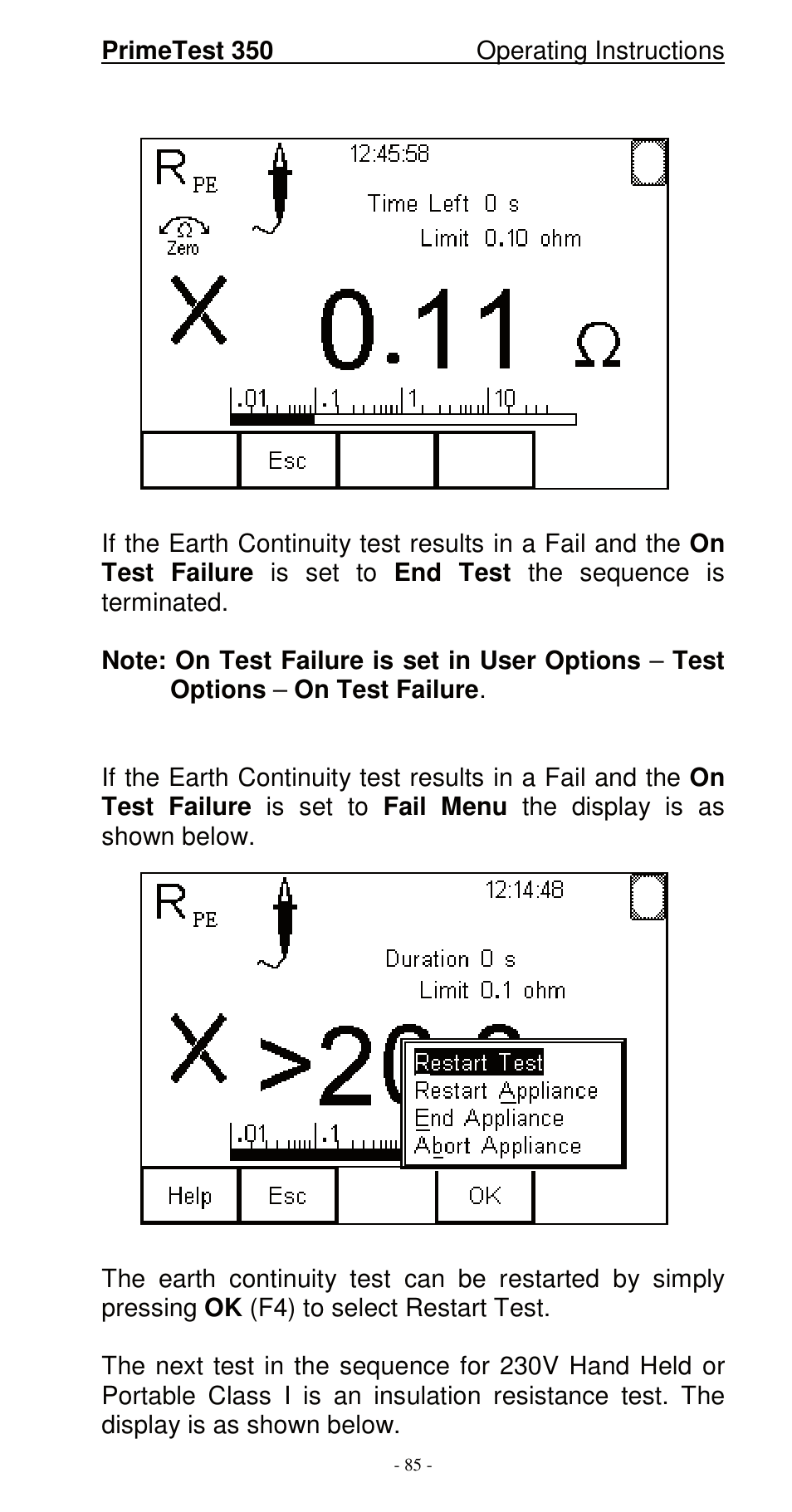 Seaward 350 PrimeTest User Manual | Page 86 / 112