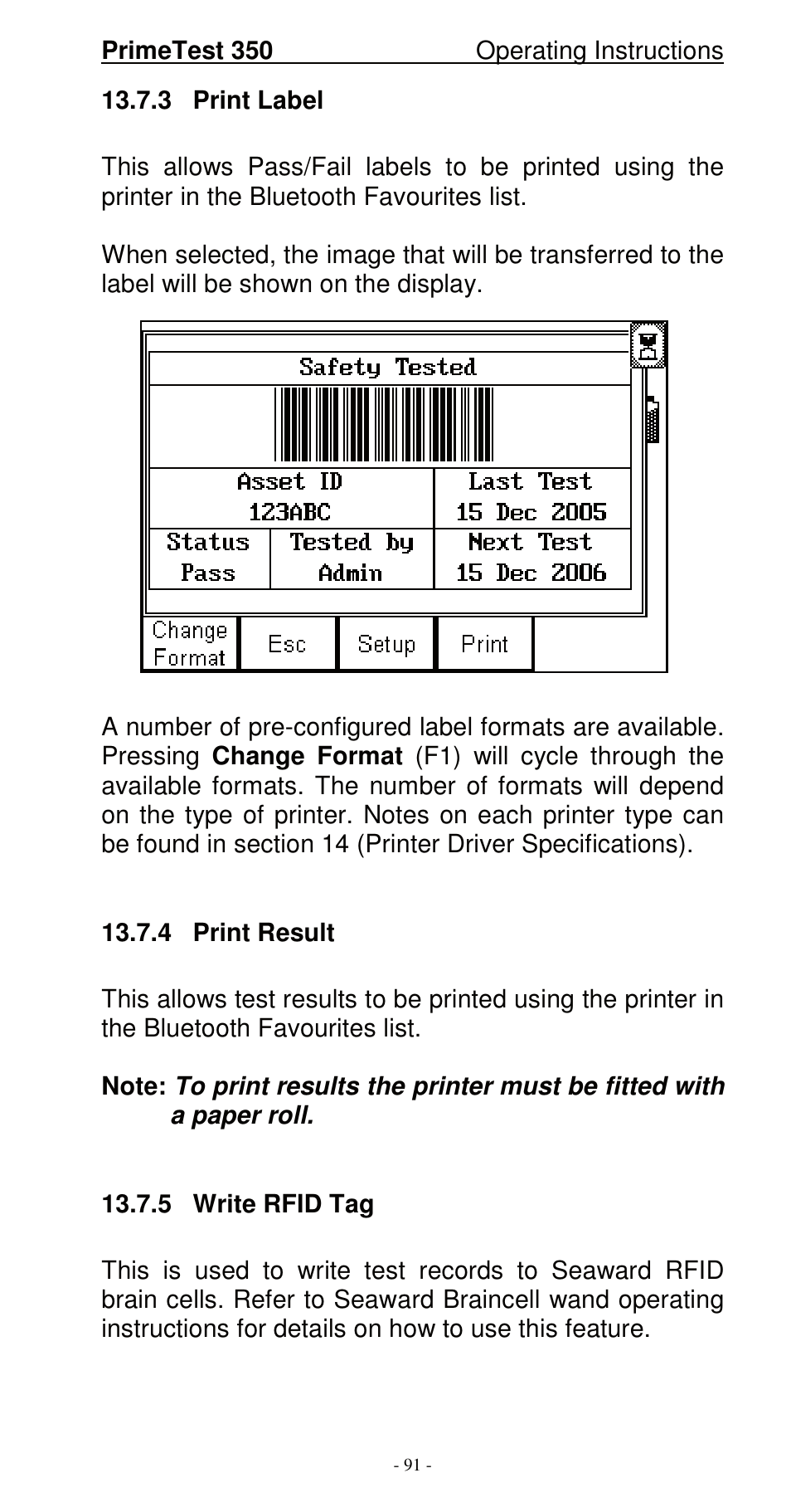Seaward 350 PrimeTest User Manual | Page 92 / 112