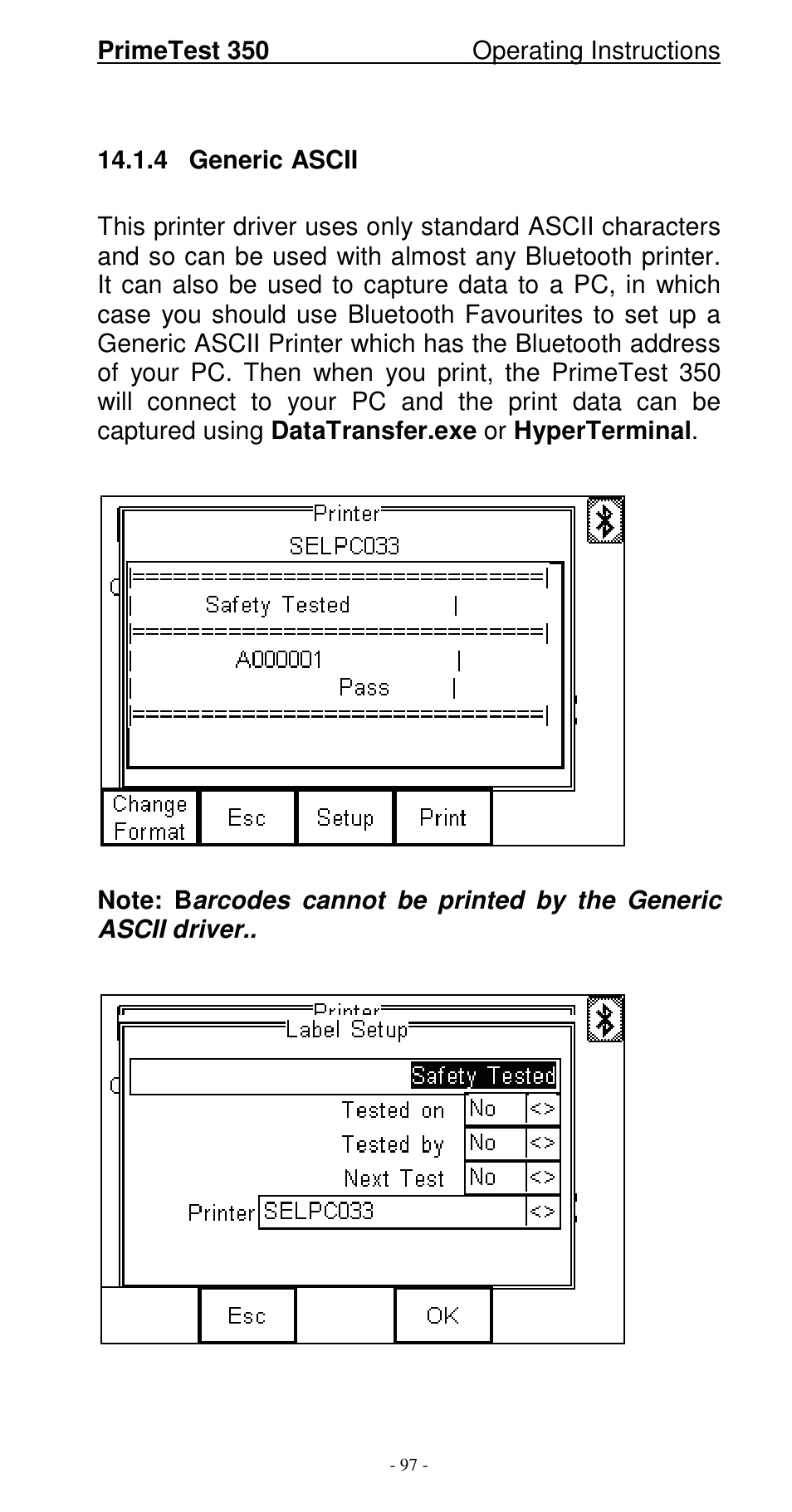 Seaward 350 PrimeTest User Manual | Page 98 / 112