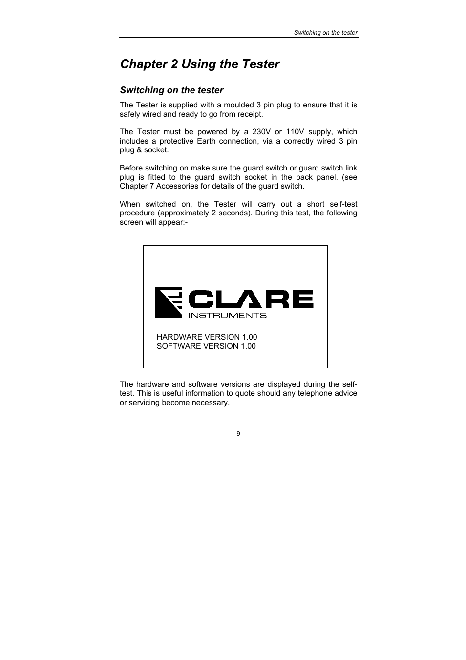 Switching on the tester | Seaward SafeCheck 8 User Manual | Page 10 / 49