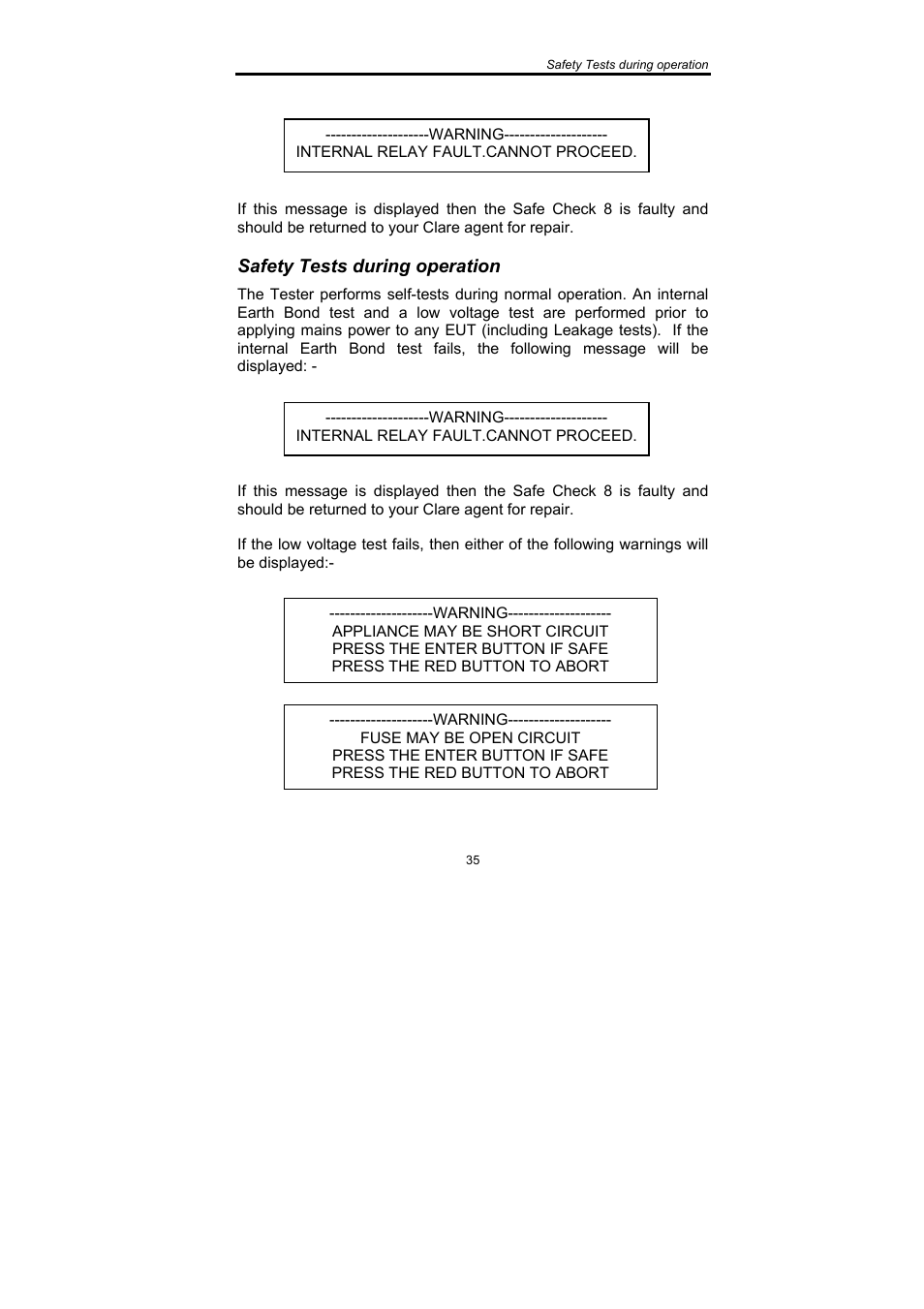 Safety tests during operation | Seaward SafeCheck 8 User Manual | Page 36 / 49