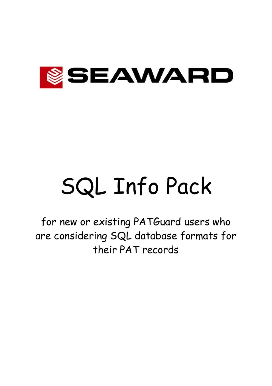 Seaward SQL Information Pack User Manual | 11 pages