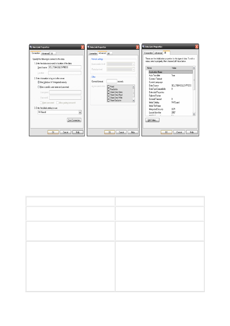 Appendix: data link properties window | Seaward SQL Information Pack User Manual | Page 10 / 11