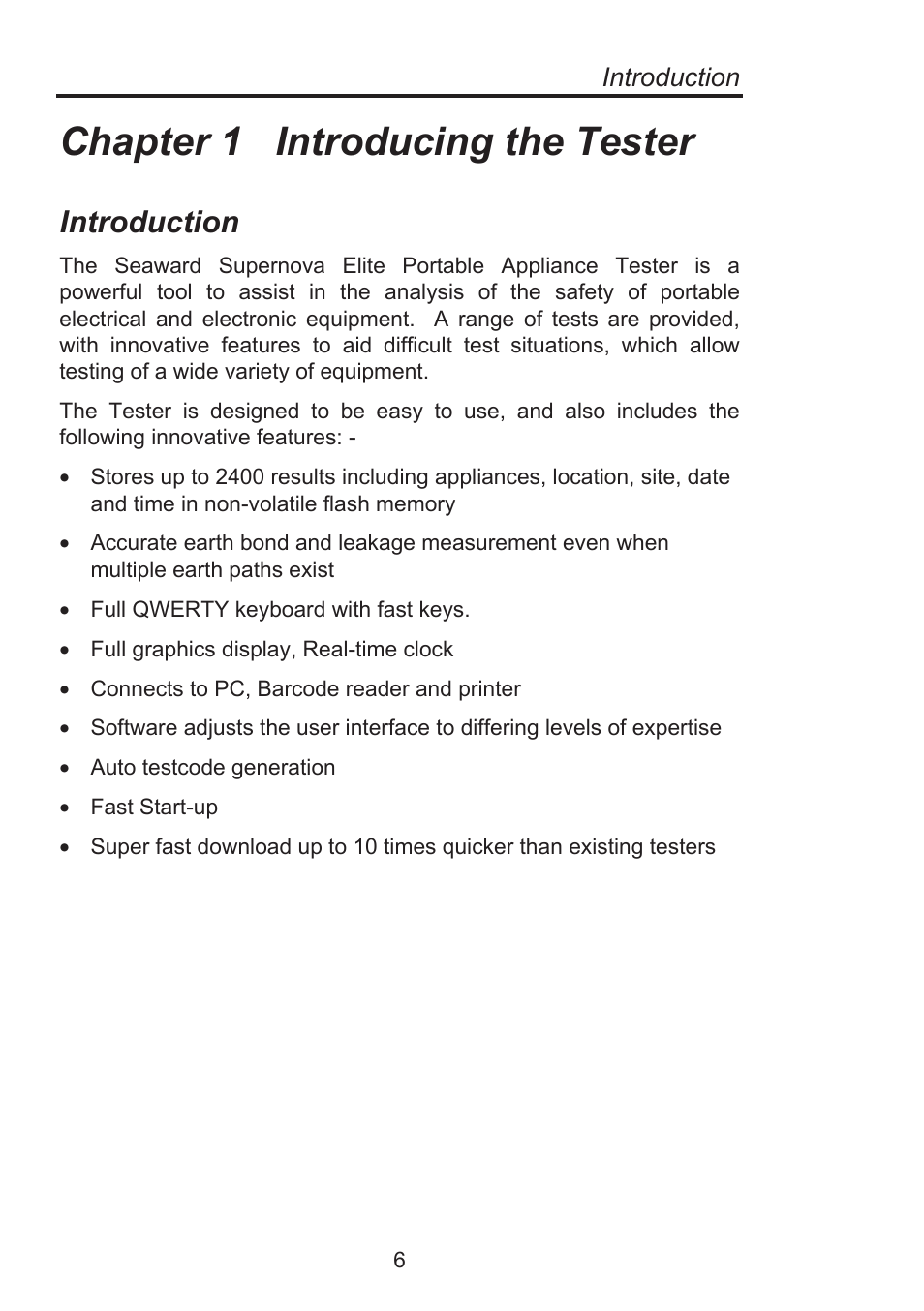 Chapter 1 introducing the tester, Introduction | Seaward Supernova Elite User Manual | Page 16 / 118