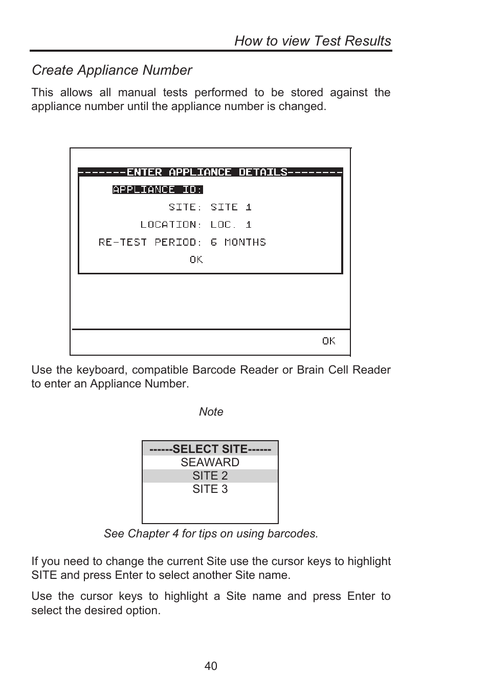 How to view test results, Create appliance number | Seaward Supernova Elite User Manual | Page 50 / 118