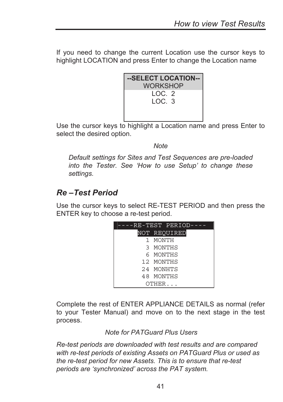 How to view test results, Re –test period | Seaward Supernova Elite User Manual | Page 51 / 118