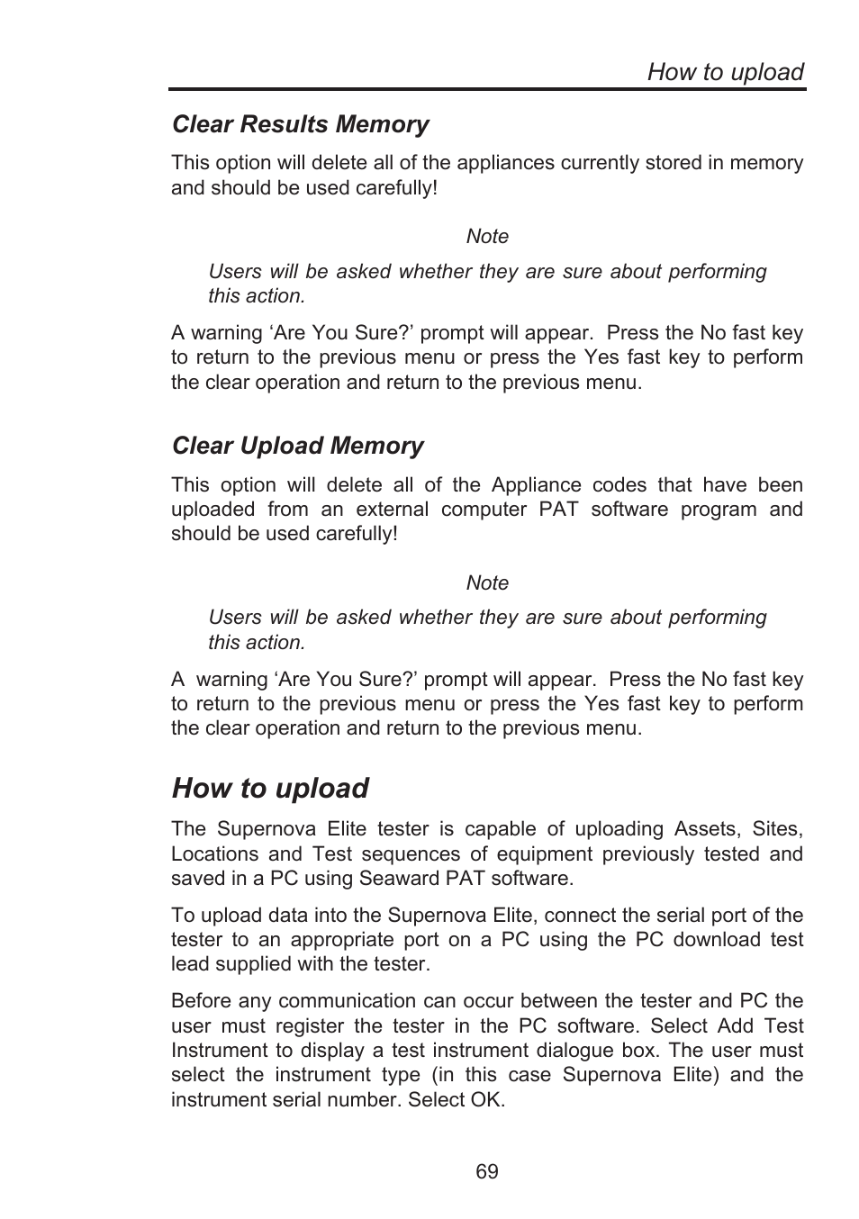 How to upload | Seaward Supernova Elite User Manual | Page 79 / 118