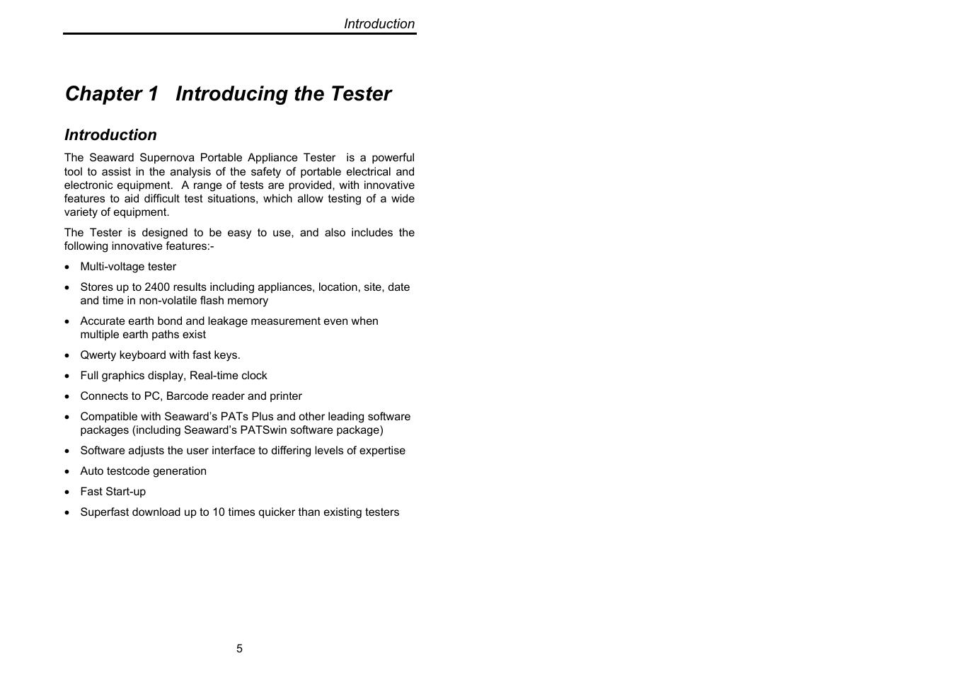 Chapter 1 introducing the tester | Seaward Supernova User Manual | Page 15 / 104