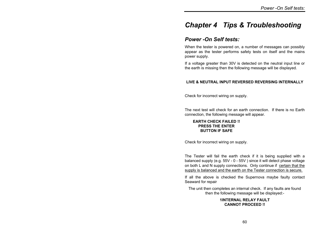 Chapter 4 tips & troubleshooting | Seaward Supernova User Manual | Page 70 / 104