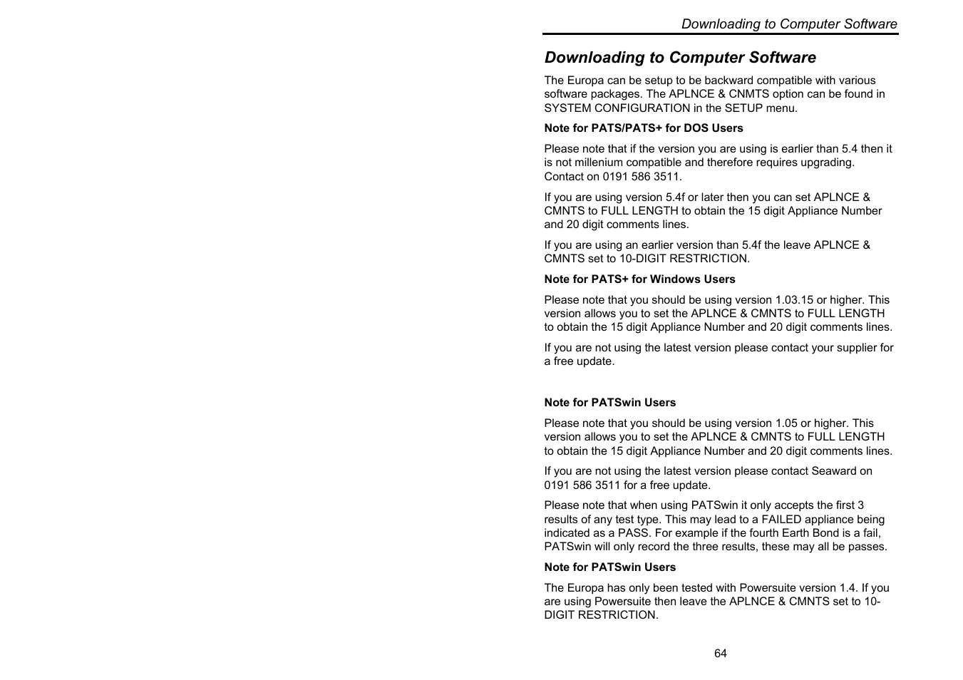 Downloading to computer software | Seaward Supernova User Manual | Page 74 / 104