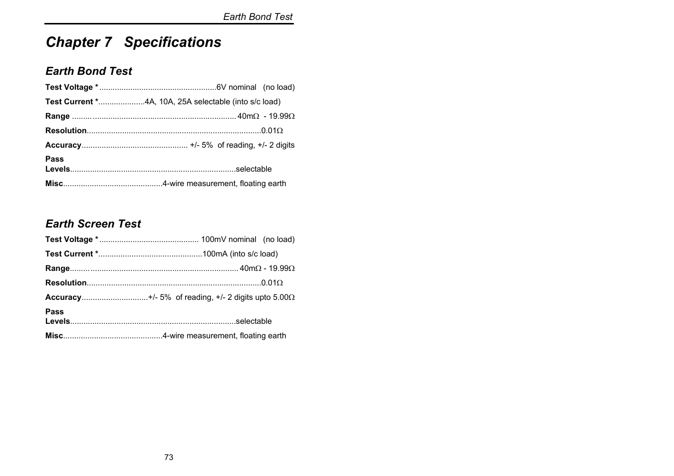 Chapter 7 specifications | Seaward Supernova User Manual | Page 83 / 104