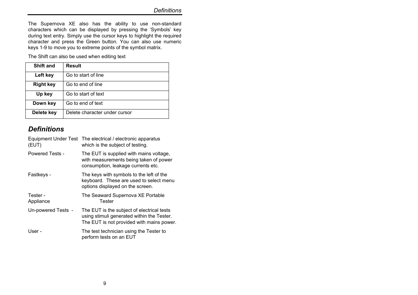 Definitions | Seaward Supernova XE User Manual | Page 19 / 104