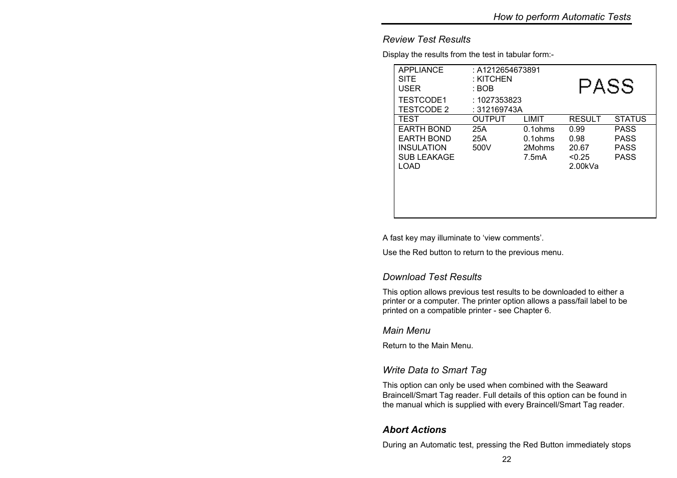 Seaward Supernova XE User Manual | Page 32 / 104