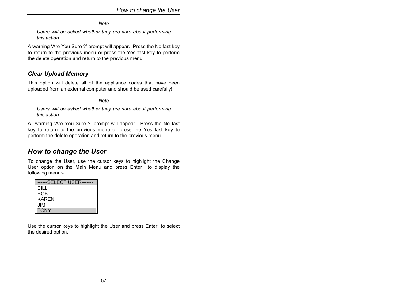 How to change the user | Seaward Supernova XE User Manual | Page 67 / 104