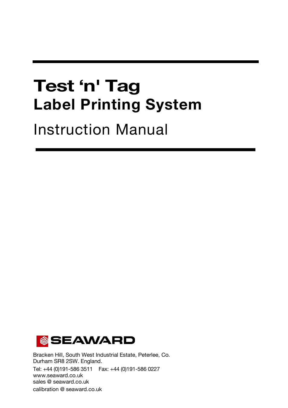 Seaward Test n Tag Printer User Manual | 32 pages