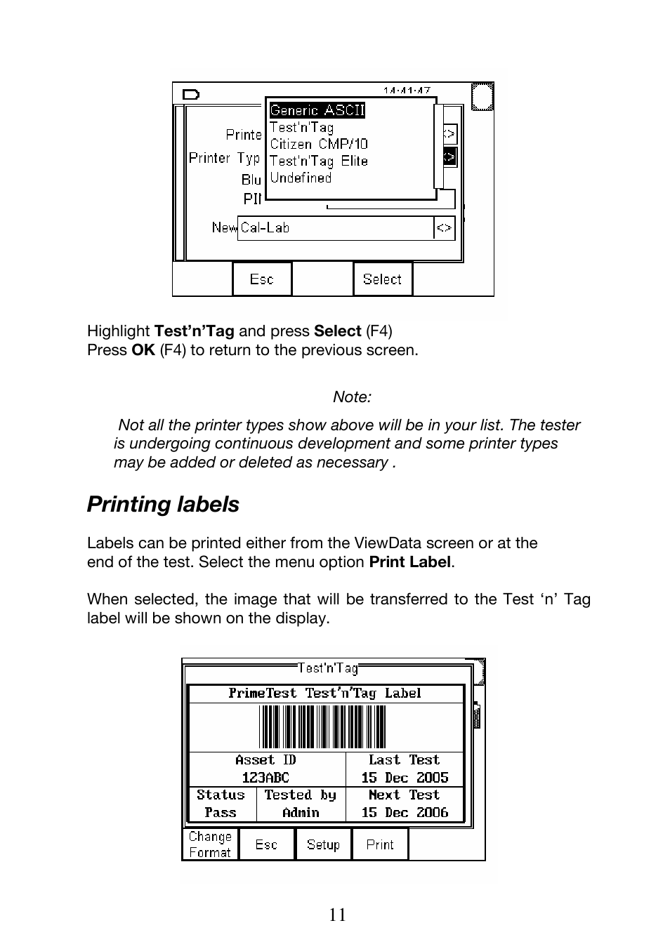 Printing labels | Seaward Test n Tag Printer User Manual | Page 12 / 32