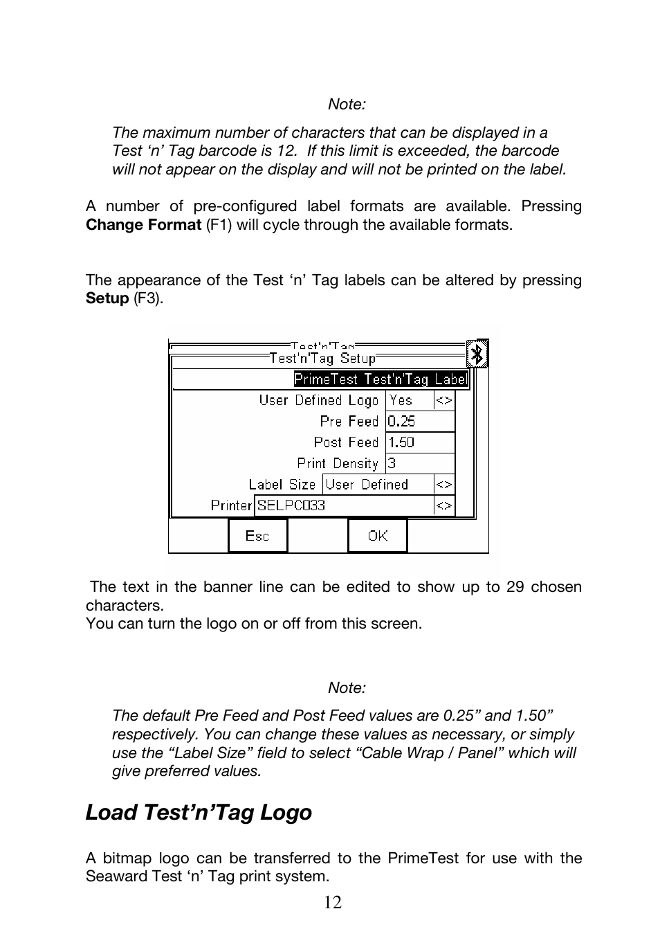 Load test’n’tag logo | Seaward Test n Tag Printer User Manual | Page 13 / 32