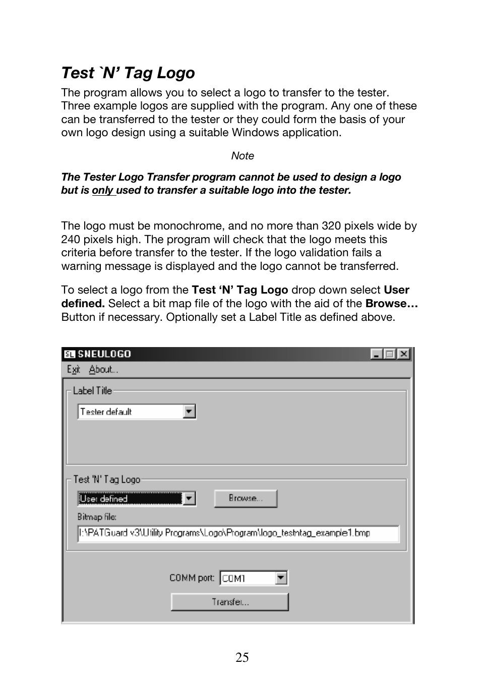Test `n’ tag logo | Seaward Test n Tag Printer User Manual | Page 26 / 32