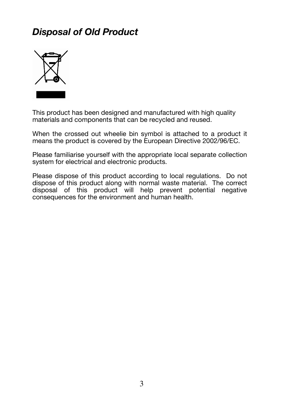 Disposal of old product | Seaward Test n Tag Printer User Manual | Page 4 / 32