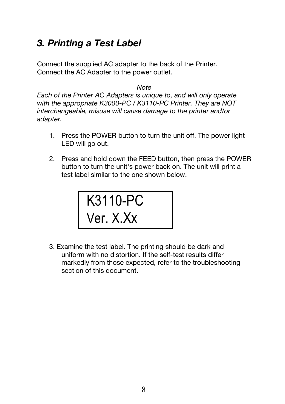 K3110-pc, Ver. x | Seaward Test n Tag Printer User Manual | Page 9 / 32