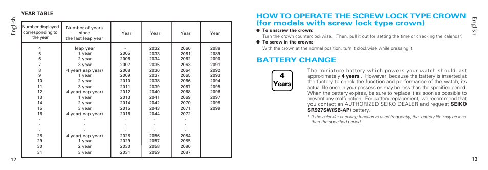Battery change | Seiko 6A32 User Manual | Page 7 / 8