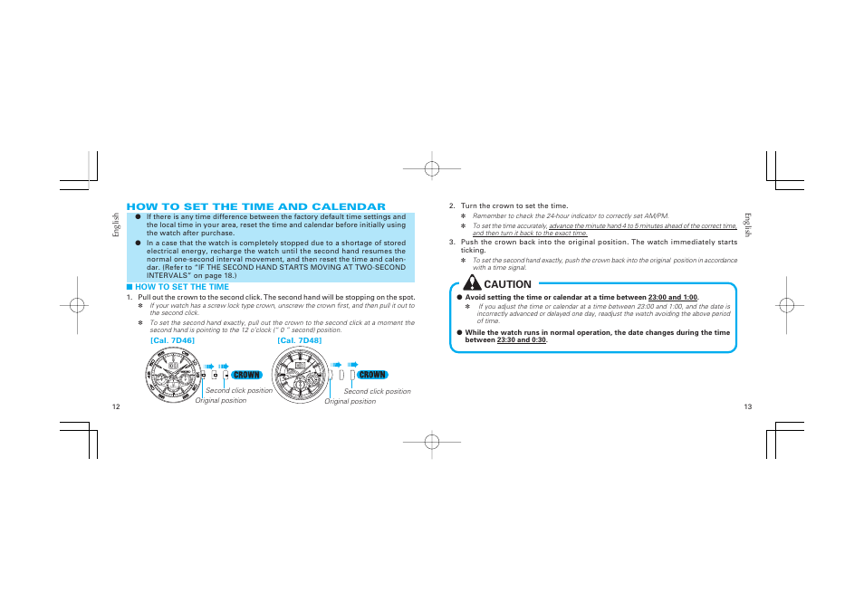 Seiko 7D46 User Manual | Page 13 / 21