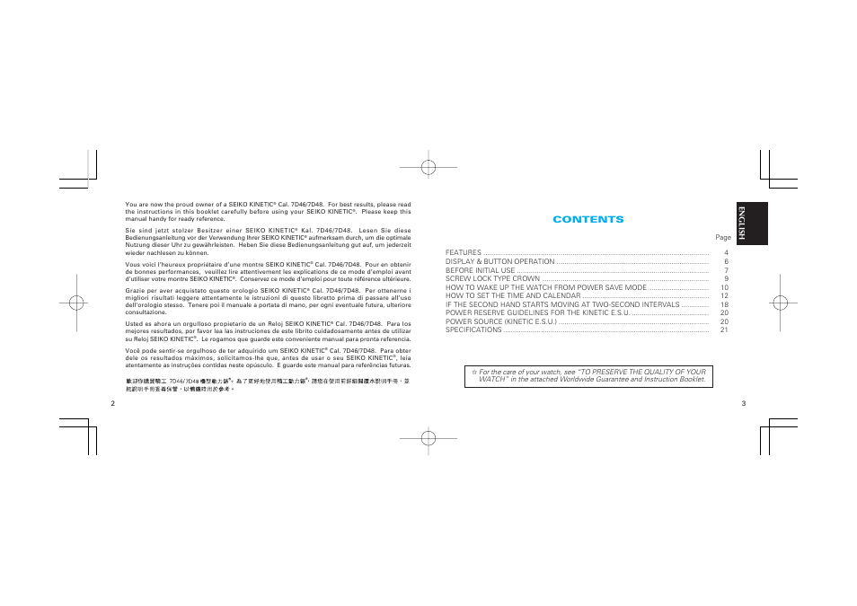 Seiko 7D46 User Manual | Page 2 / 21