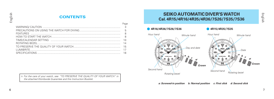 Seiko 7S36 User Manual | Page 4 / 10