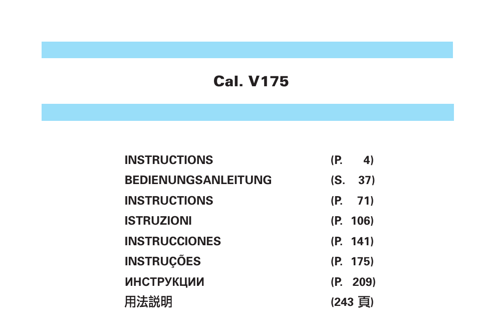 Seiko V175 User Manual | 19 pages