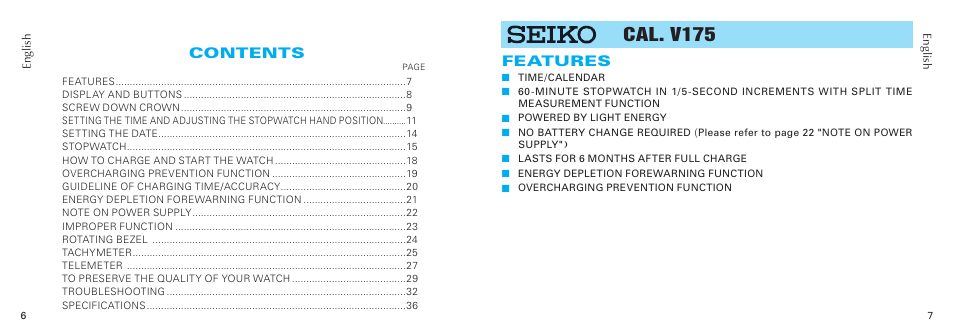 Seiko V175 User Manual | Page 4 / 19