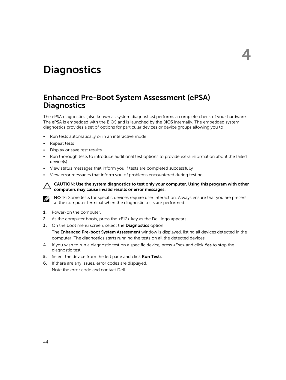 Diagnostics, 4 diagnostics | Dell Vostro 15 3558 User Manual | Page 44 / 50