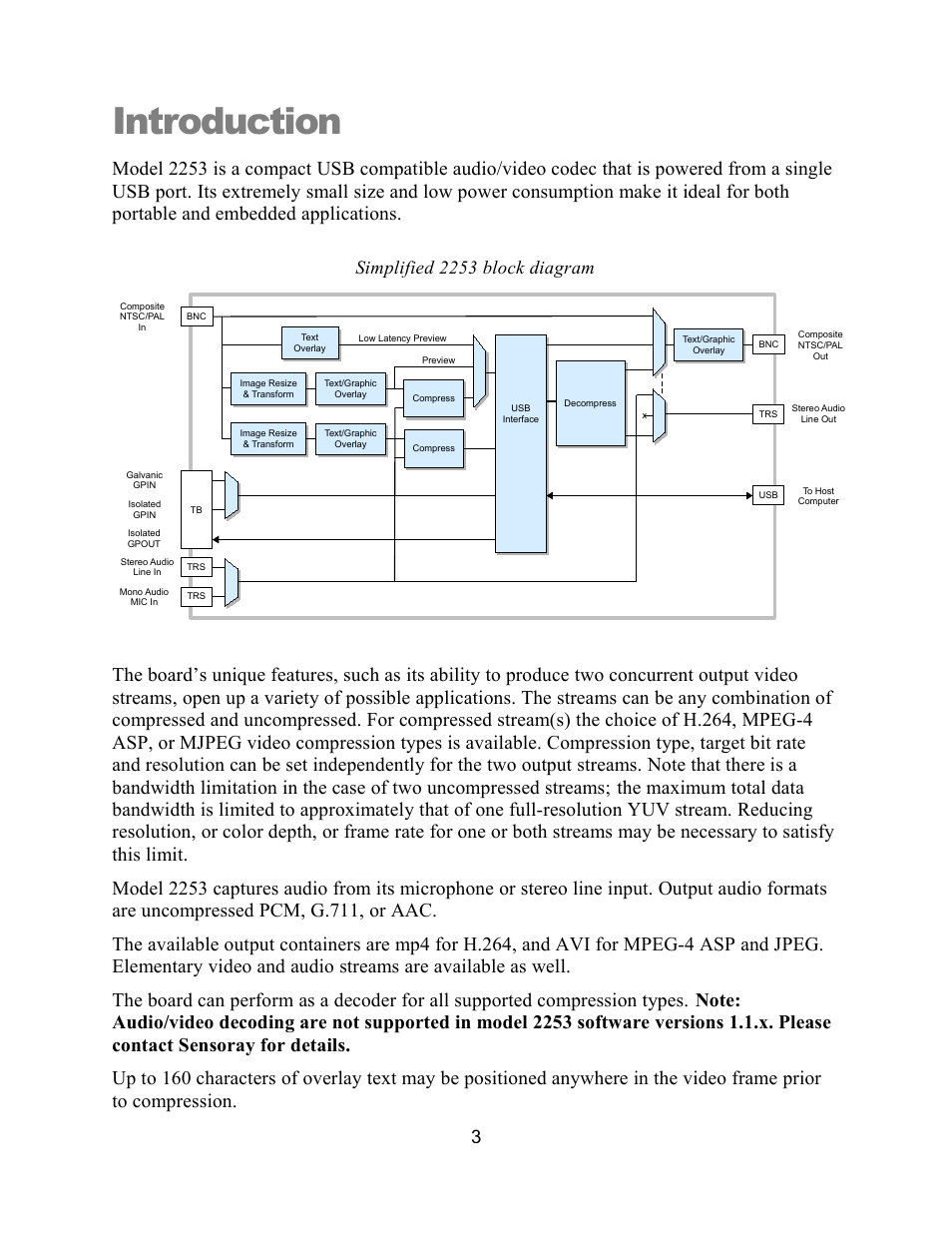Introduction, Simplified 2253 block diagram | Sensoray 2253 User Manual | Page 5 / 19