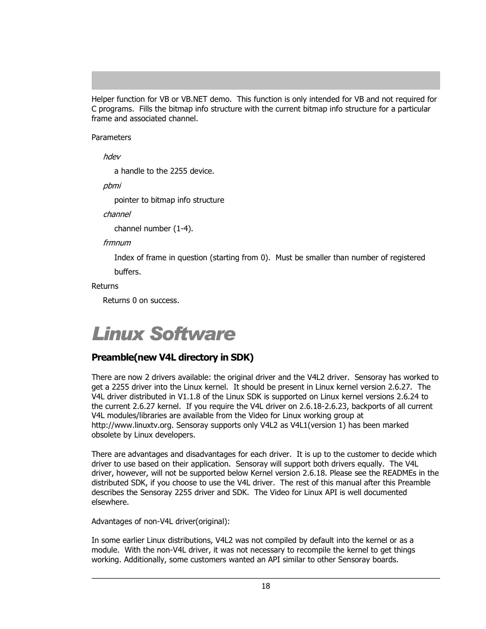 Linux software | Sensoray 2255 User Manual | Page 18 / 33