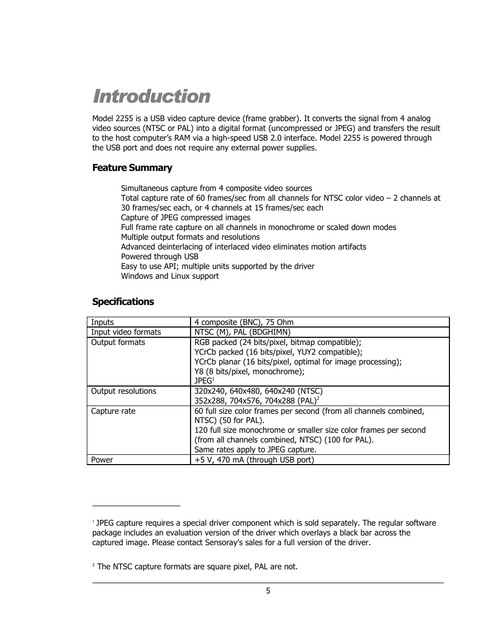 Introduction | Sensoray 2255 User Manual | Page 5 / 33