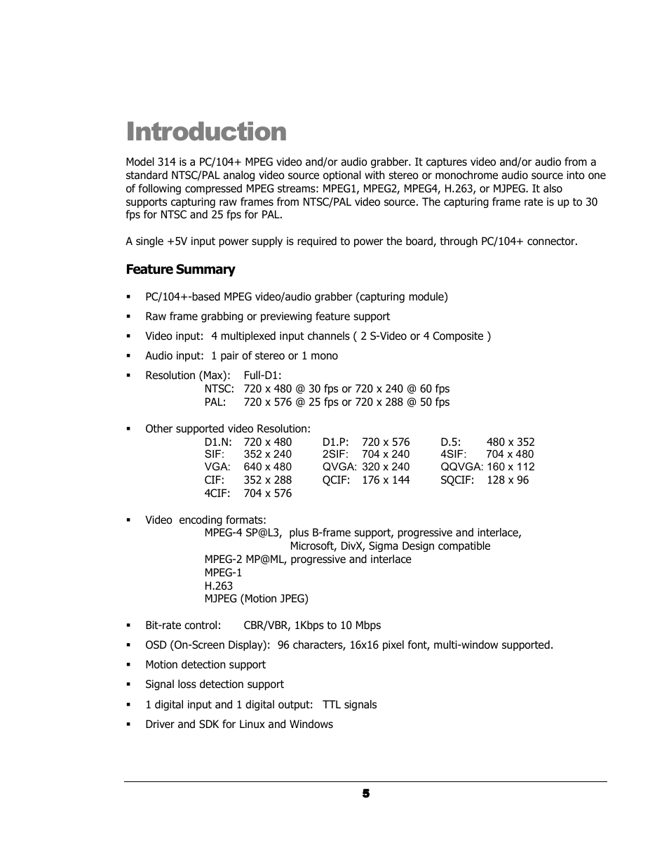 Introduction | Sensoray 314 User Manual | Page 5 / 14