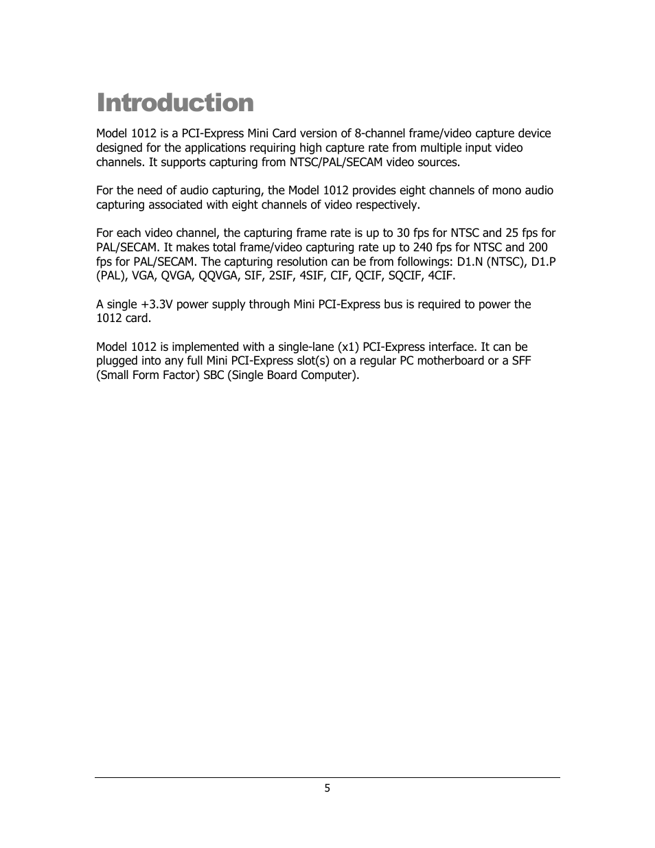 Introduction | Sensoray 1012 User Manual | Page 5 / 12