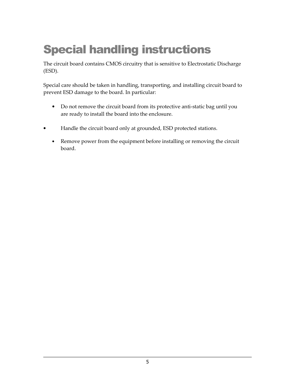 Special handling instructions | Sensoray 911 User Manual | Page 5 / 17