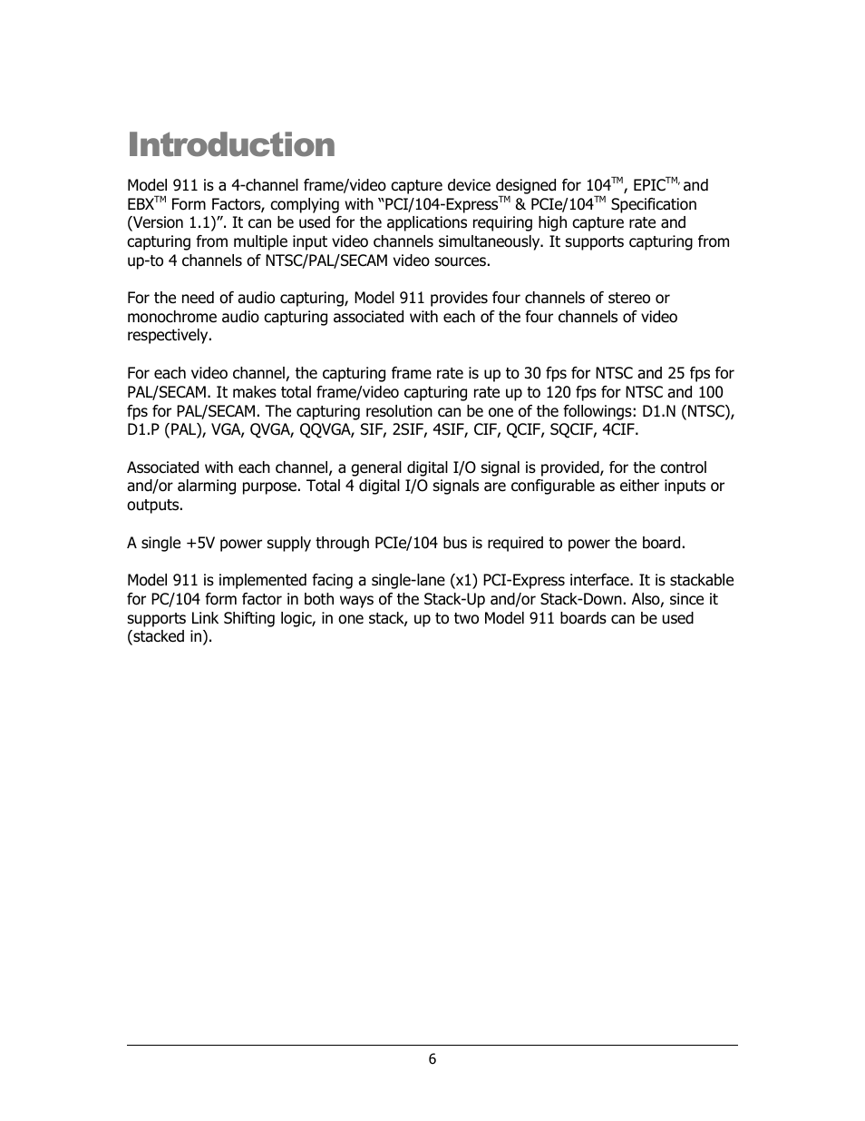 Introduction | Sensoray 911 User Manual | Page 6 / 17