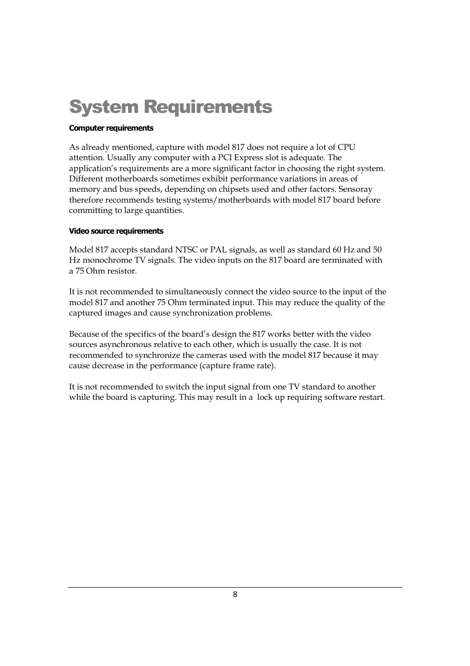 System requirements | Sensoray 817 User Manual | Page 8 / 11