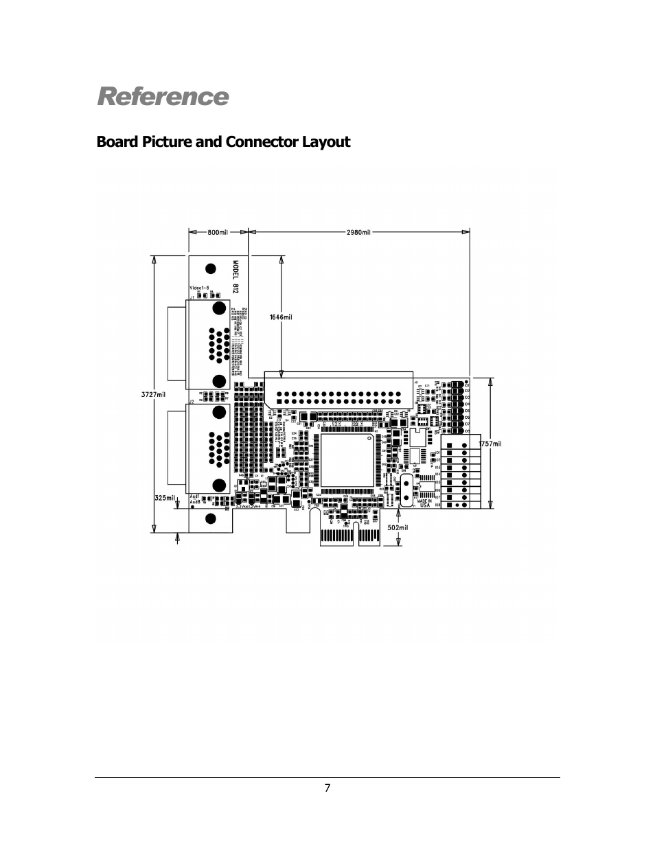 Reference, Board picture and connector layout | Sensoray 812 User Manual | Page 7 / 16