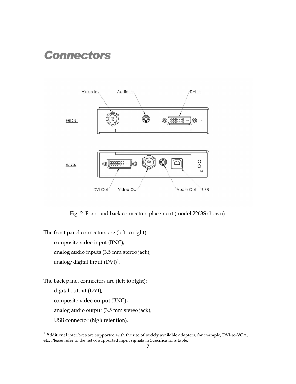 Connectors, Enclosed version connectors | Sensoray 2263 User Manual | Page 7 / 12