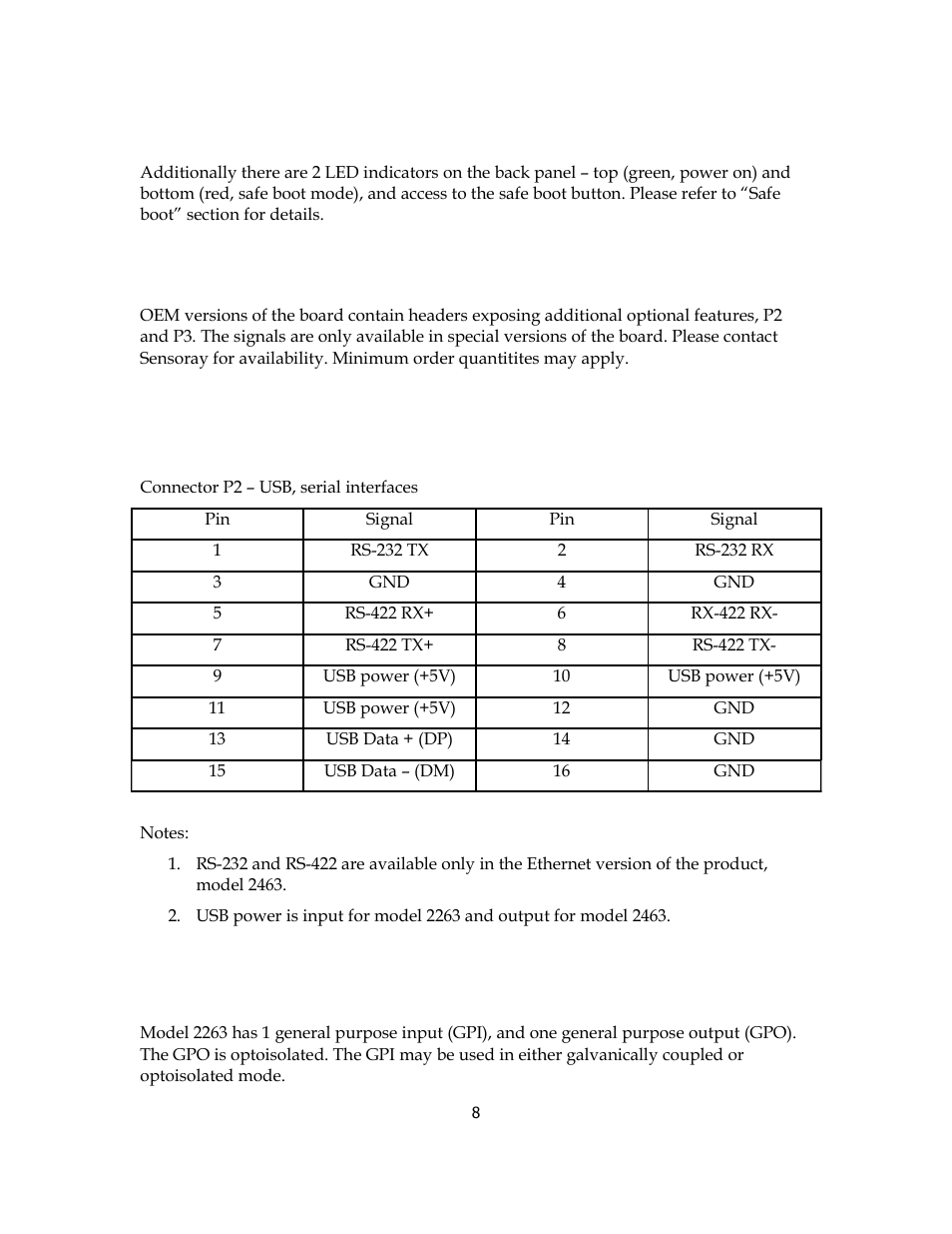 Oem version connectors | Sensoray 2263 User Manual | Page 8 / 12