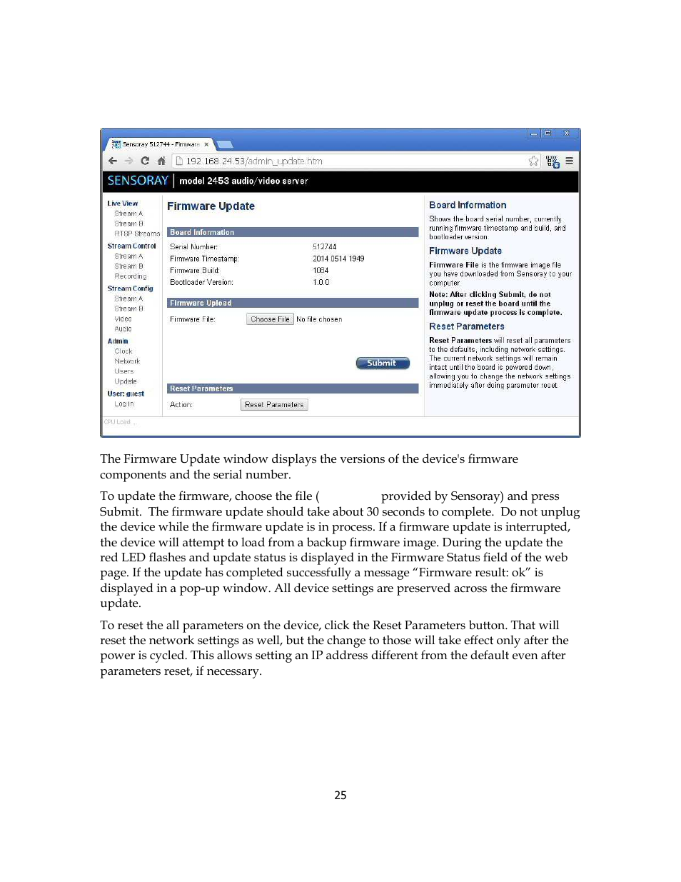 Firmware update | Sensoray 2453 User Manual | Page 25 / 27