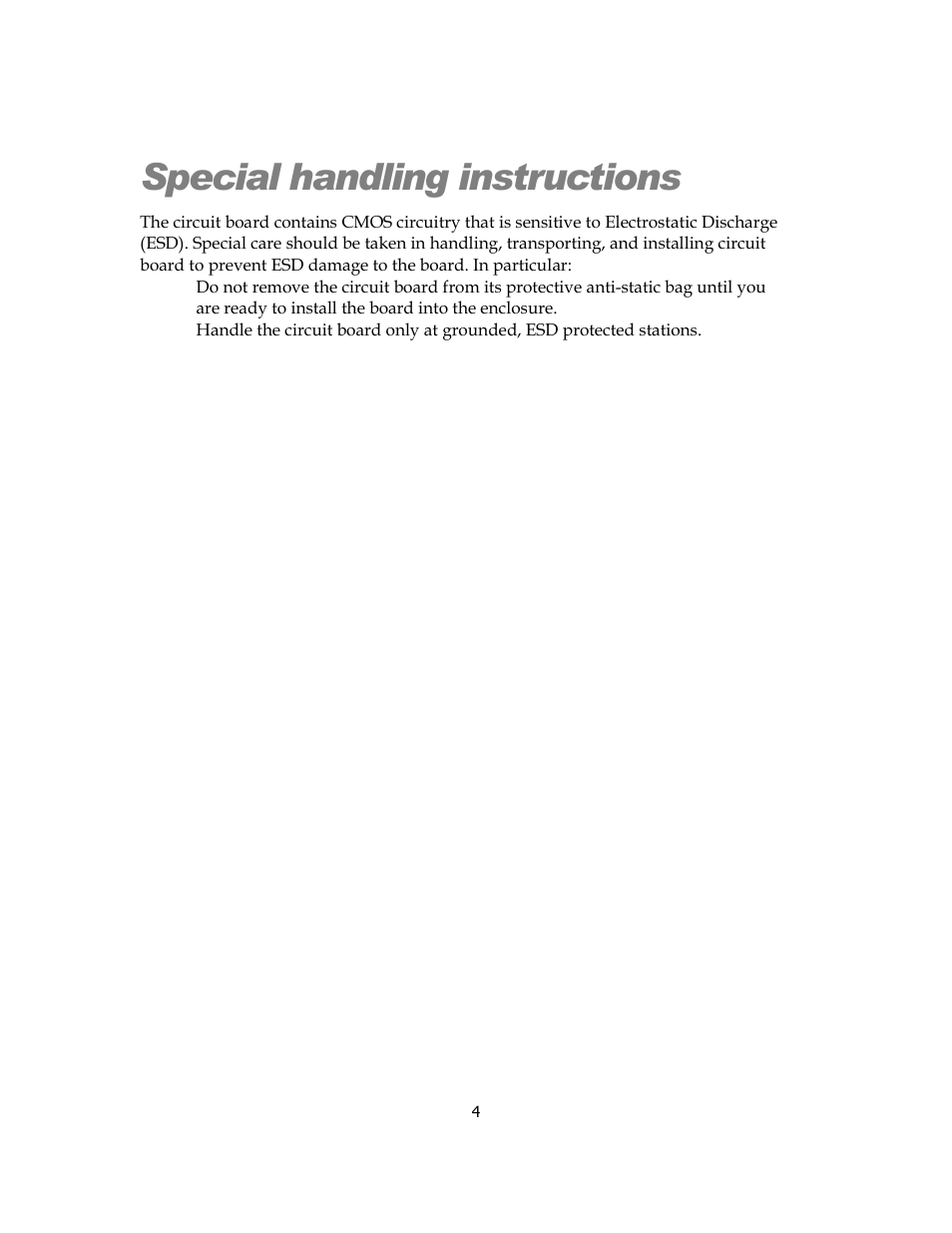 Special handling instructions | Sensoray 819 User Manual | Page 4 / 11