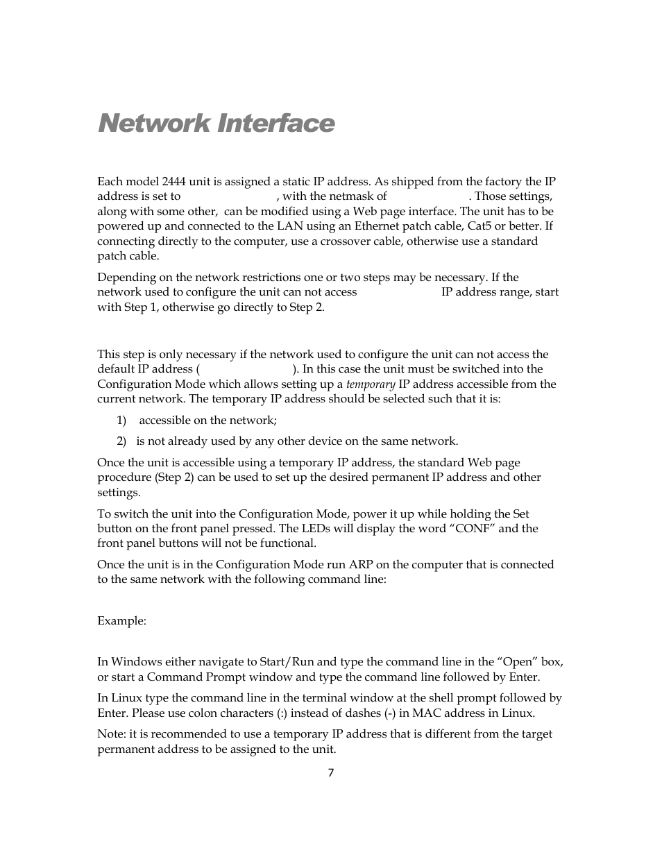 Network interface | Sensoray 2444 User Manual | Page 7 / 19