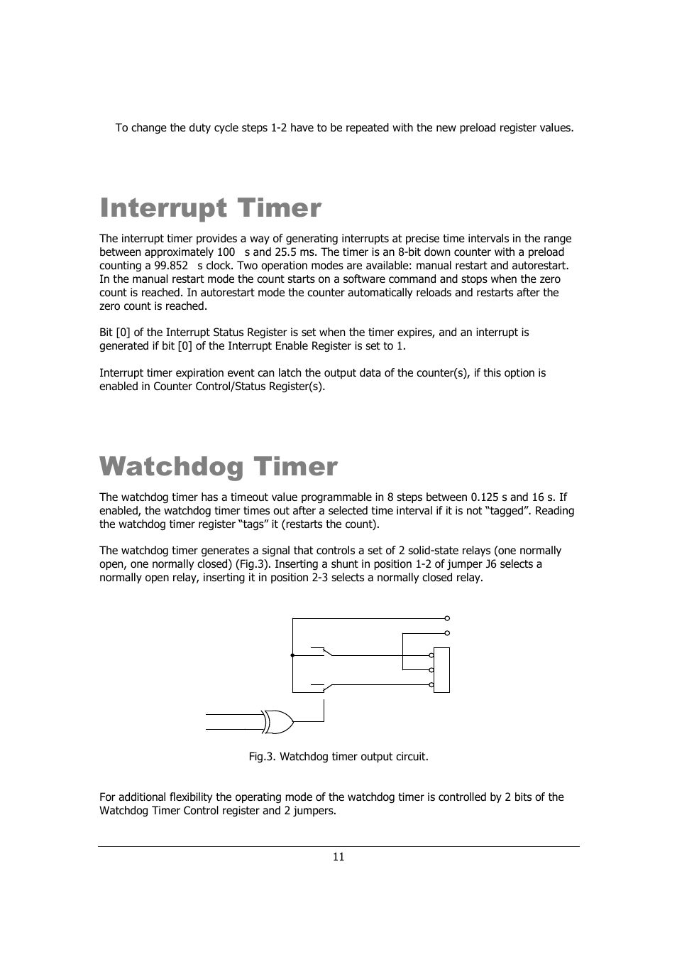 Interrupt timer, Watchdog timer | Sensoray 526 User Manual | Page 11 / 29