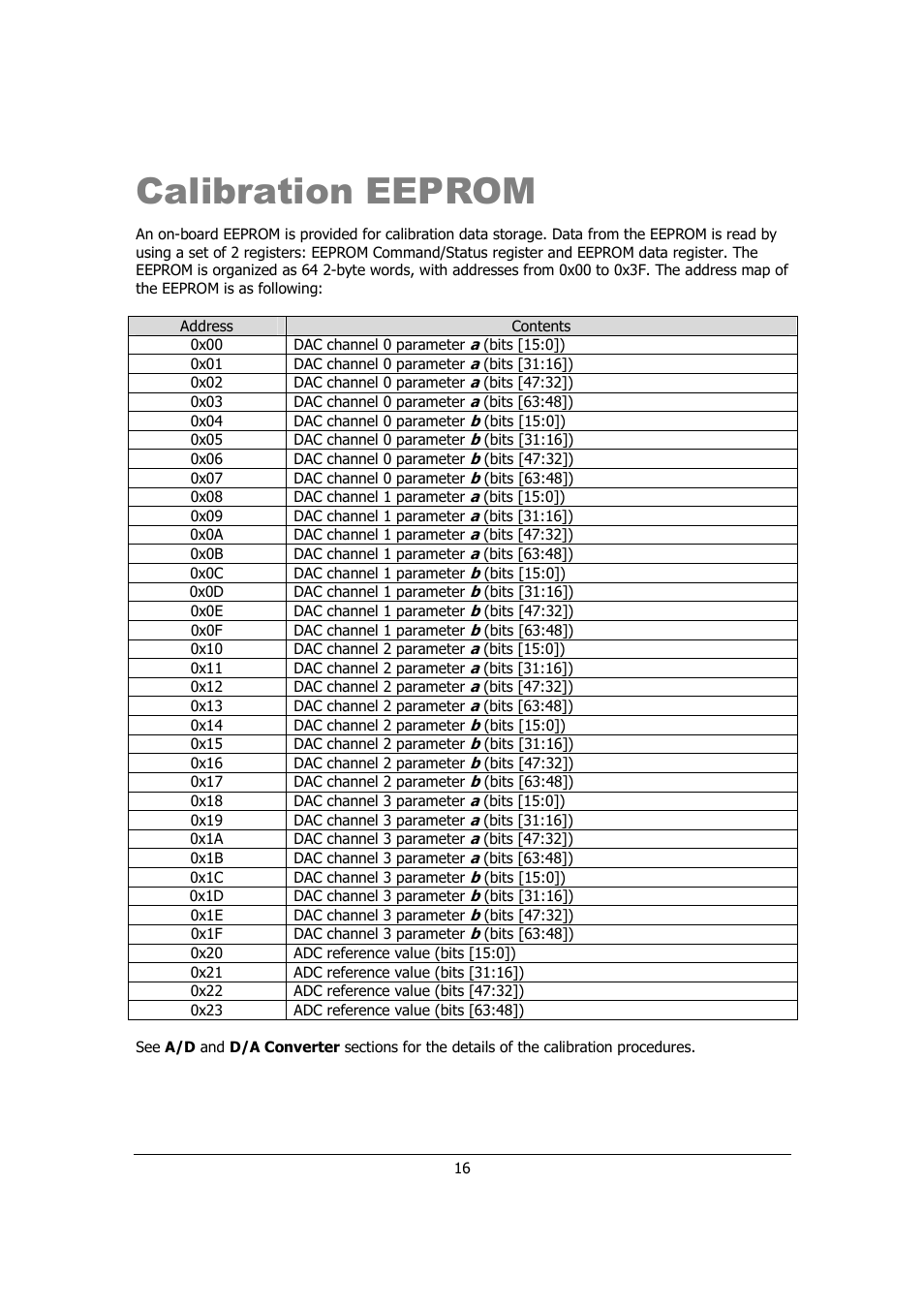 Calibration eeprom | Sensoray 526 User Manual | Page 16 / 29